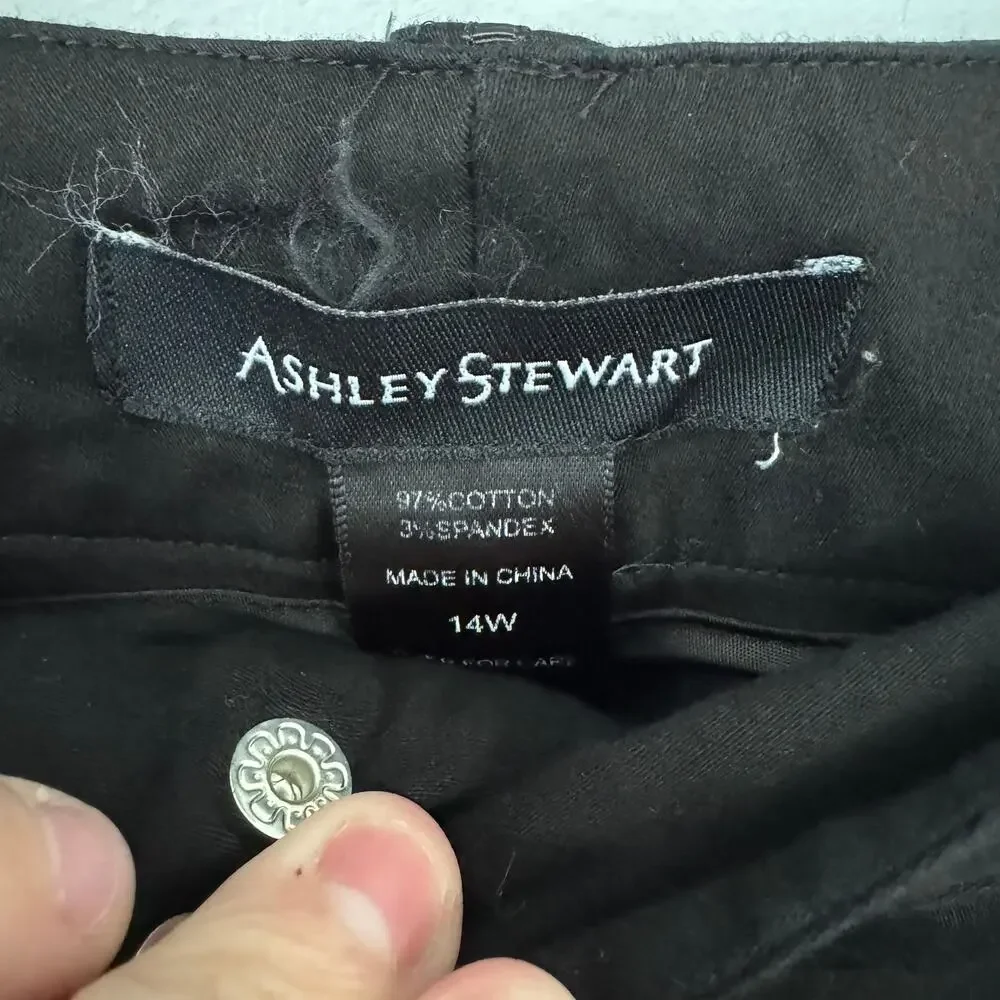 Ashley Stewart Black Cotton & Spandex Blend Bermuda Shorts Womens Plus Size 14 W